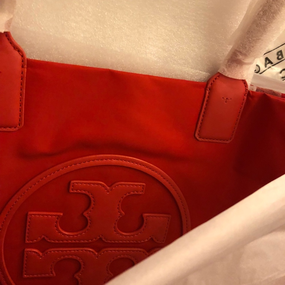 Tory Burch Ella Nylon Tote Orange LARGE - Picture 7 of 7
